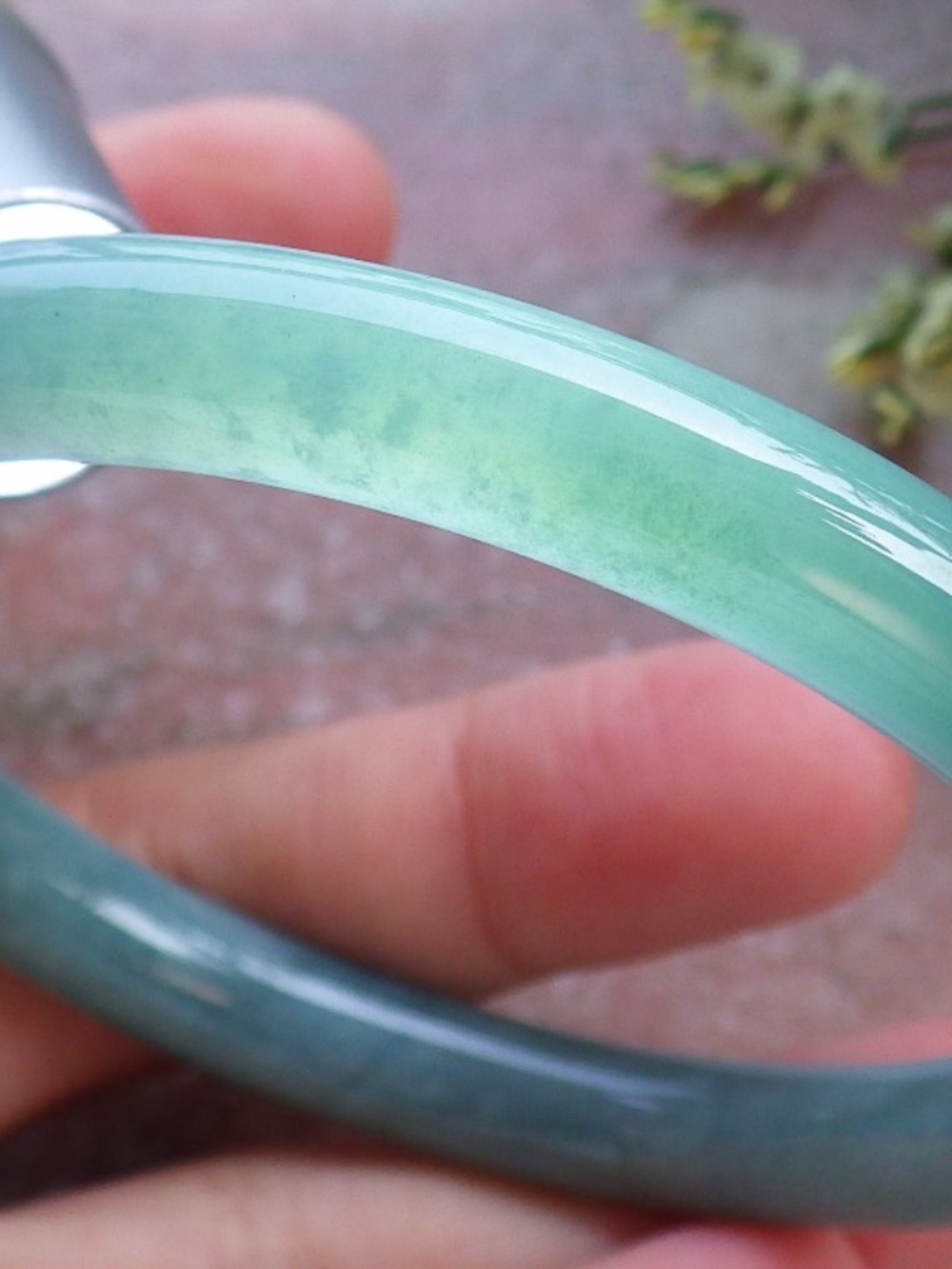 57mm Certified Hand Carved Green Natural A JADE Circle Jadeite Bangle Bracelet
